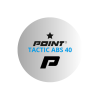 Białe piłeczki do tenisa stołowego POINT Tactic ABS – zestaw 10 sztuk, widok luzem.